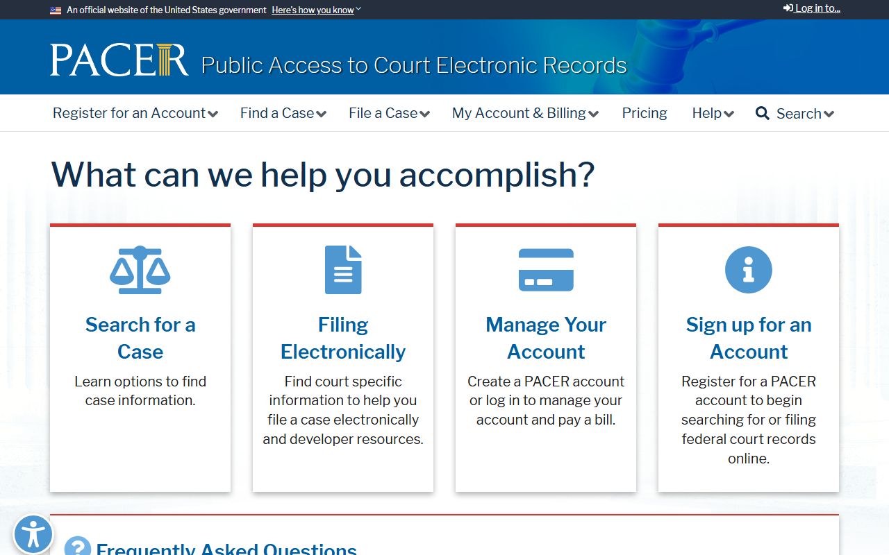 PACER federal docket portal for Suffolk County federal court records