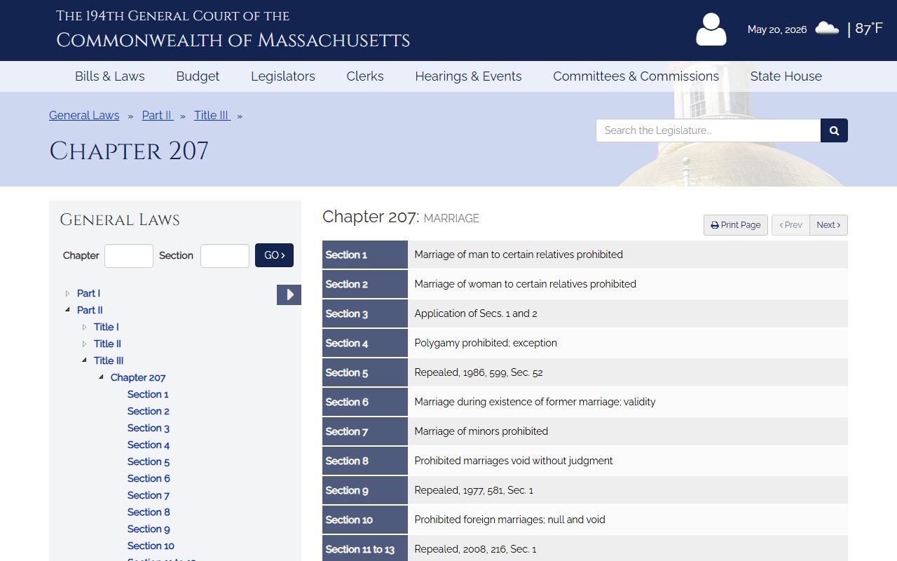 Massachusetts marriage statutes for Suffolk County marriage records